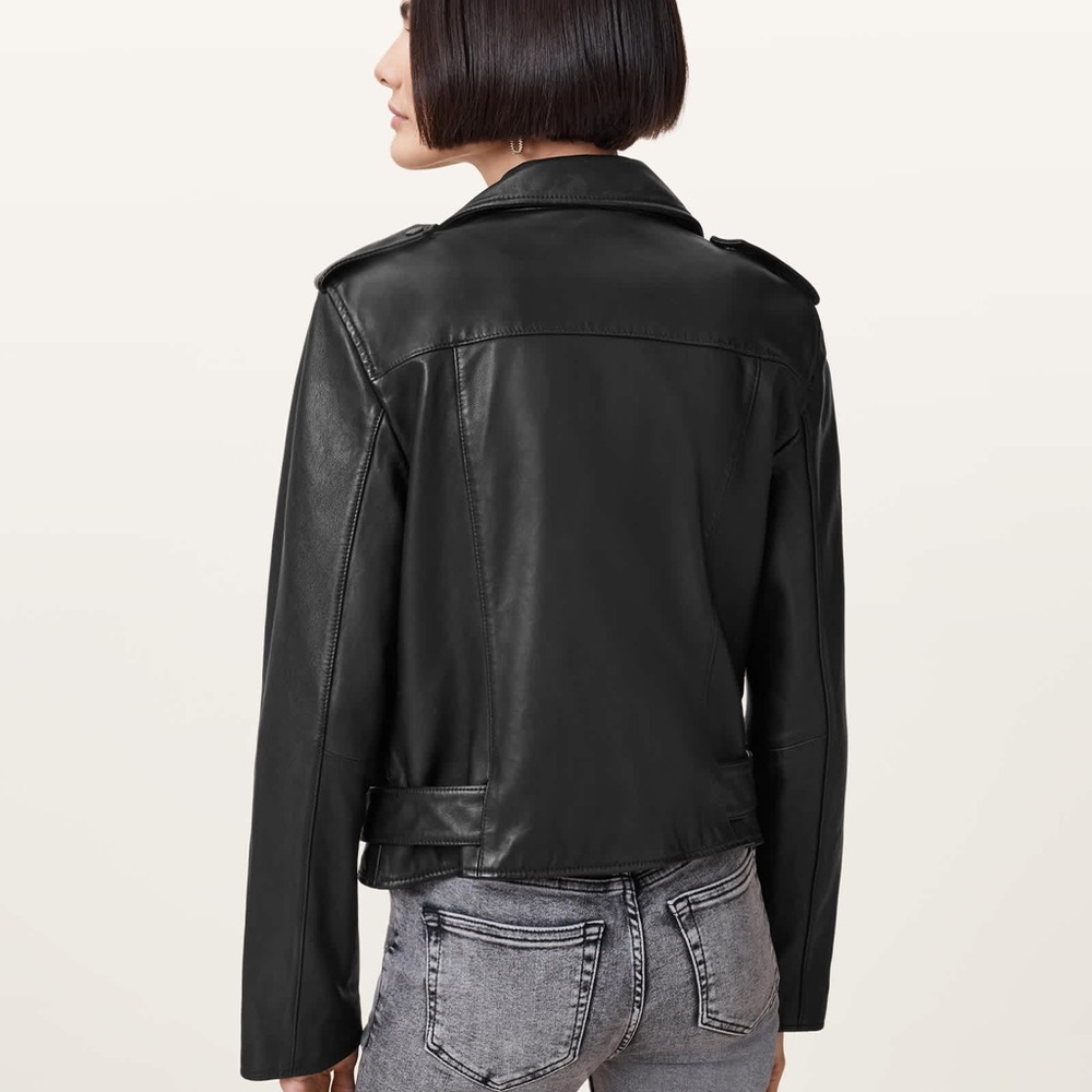 ALL SAINTS BLACK BALFERN LEATHER BIKER JACKET - EUC! - Picture 6 of 13